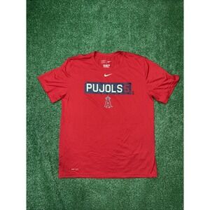 Pujols 5 Nike Dry-Fit LA Angels Red Tee Genuine Merchandise MLB Men's Size Large